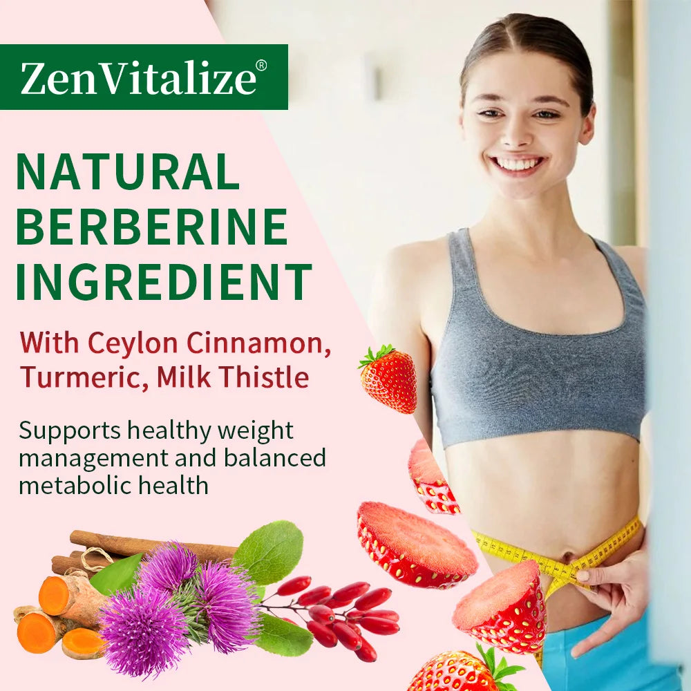 Premium Berberine Gummies 2000mg with Ceylon Cinnamon, Turmeric, and Milk Thistle To Support The Immune System and Metabolism