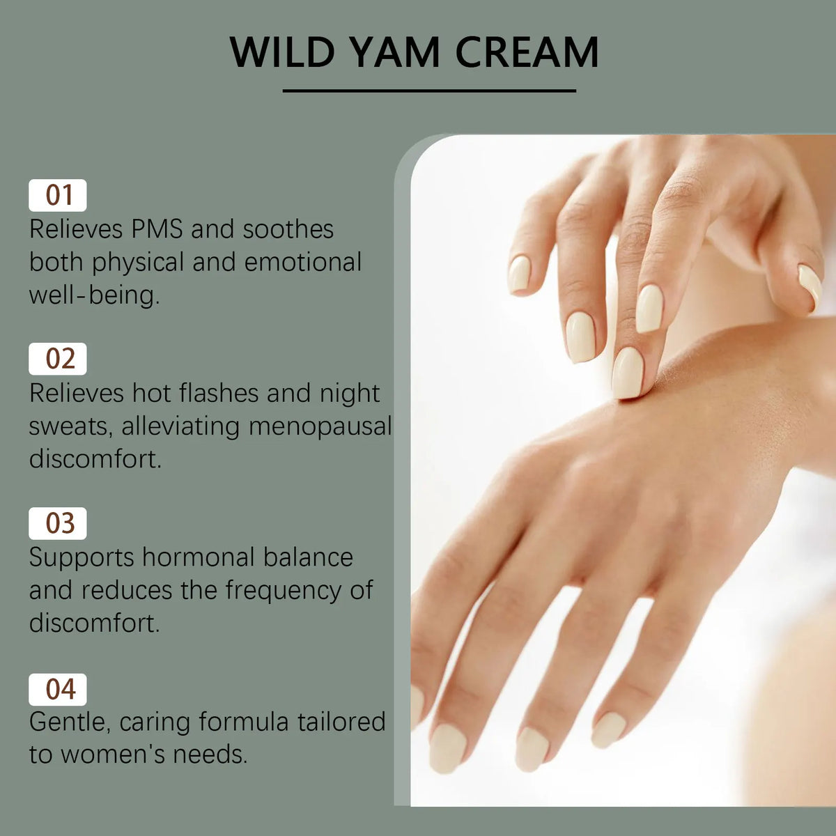 Wild Yam Body Cream for Women Relieve PMS Balanced Female Hormone Level Menopause Emotional Calming Soothing Body Massage Cream