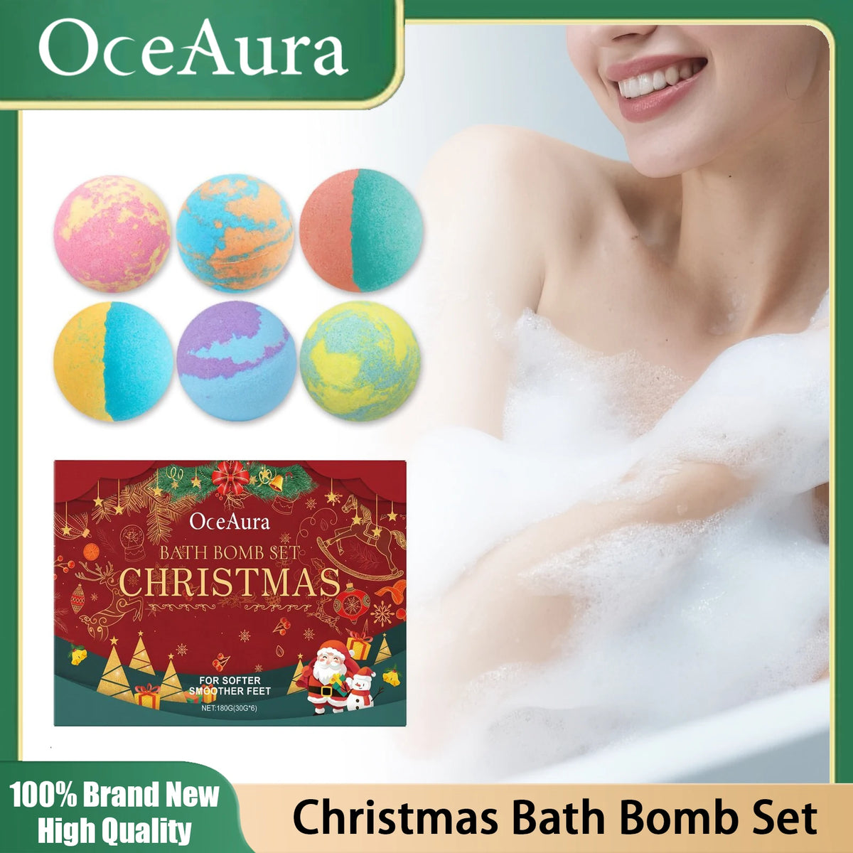 Christmas Bath Bomb Deep Cleansing Remove Dirt Sweat Odor Reduce Grease Lasting Fragrance Essential Oil Bath Balls With Surprise