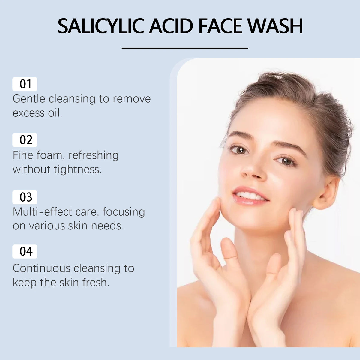 Salicylic Acid Facial Cleanser Acne Treatment Moisturizing Oil Control Skincare Face Wash Cleansing Pore Hydrating Skin Care