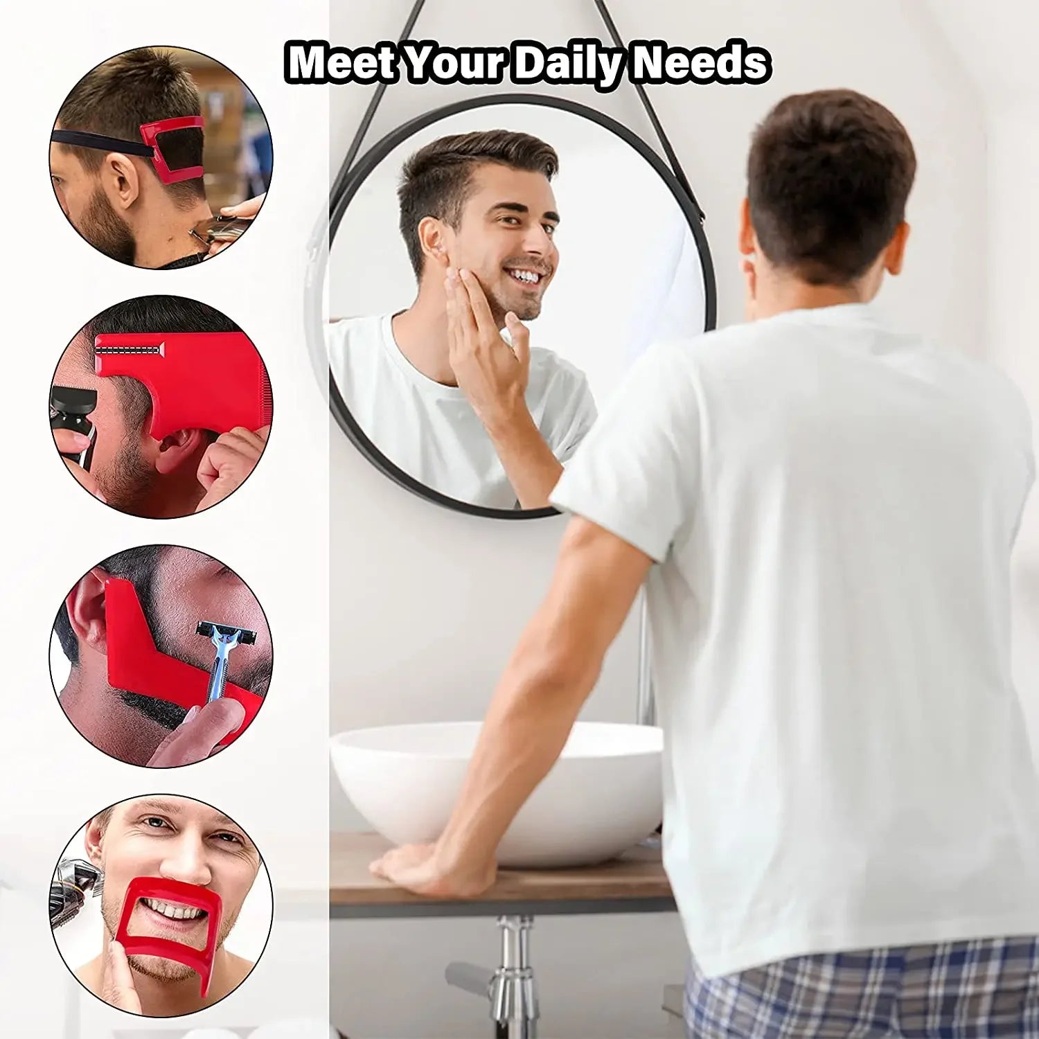 4/5Pcs Ruler Kit Beard Shaving Template Combs Hair Trimmers Plastic Men Beard Guide Shaping Styling Tool Hairline Templates