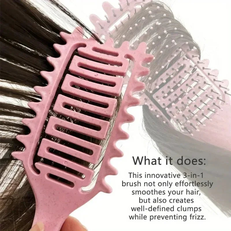 Curl Define Styling Brush Hollow Out Detangling Comb For Wet Dry Curly Hair Shaping Barber Hairdressing Tool