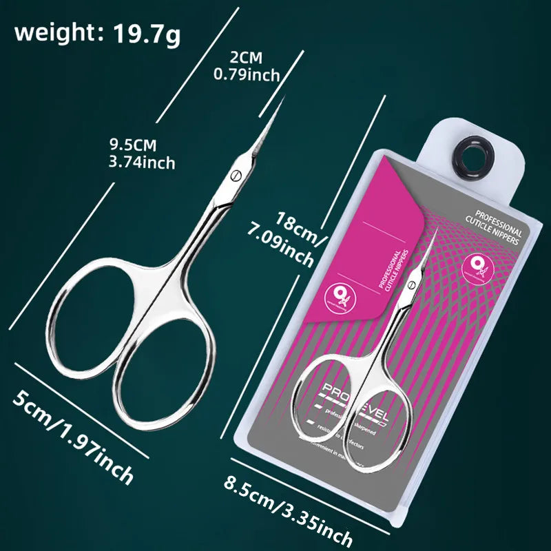 1pc Ultra-Sharp Stainless Steel Manicure Clippers Professional Cuticle Scissors for Dead Skin Removal Nail Care Tweezer Pusher