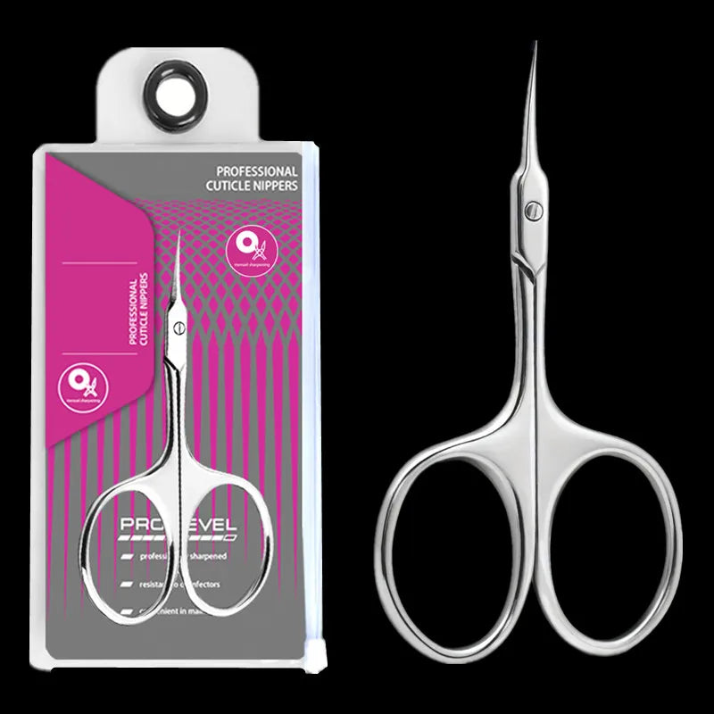1pc Ultra-Sharp Stainless Steel Manicure Clippers Professional Cuticle Scissors for Dead Skin Removal Nail Care Tweezer Pusher