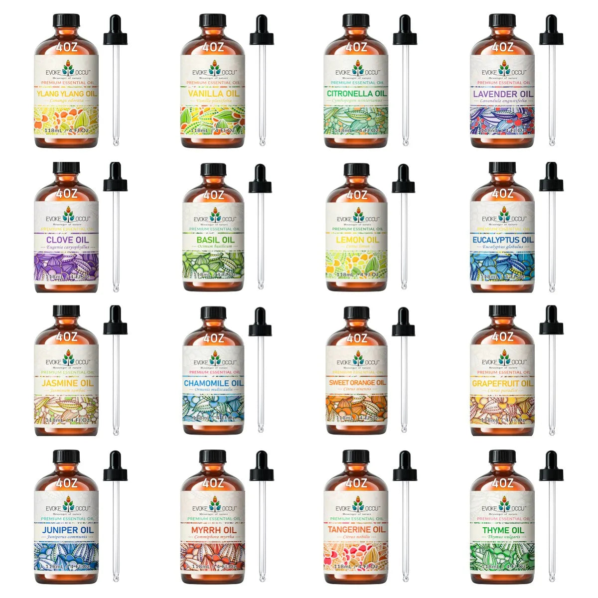 EVOKE OCCU 118ML/4 Fl.Oz.Pure Essential Oils for Fragrance Diffuser Humidifier Aromatherapy Massage DIY Candle Soap Making Bath