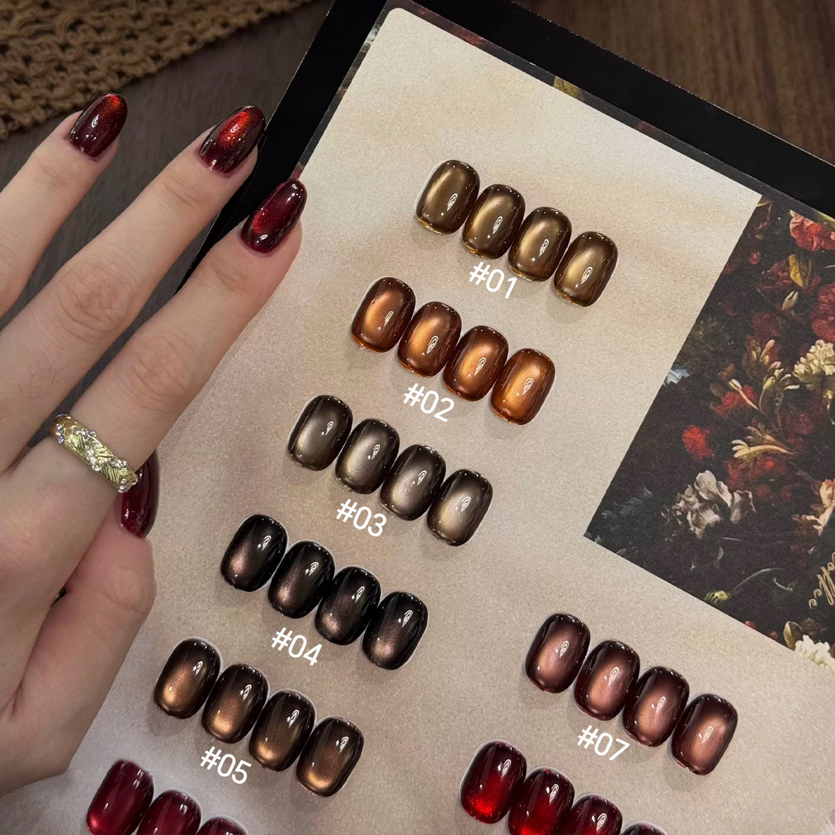 10ML 1-10PCS Winter New Style Hot Selling Black Nails Brown Nails Glass Bead Magnet Cat Eye Nail Polish Nail Set Nail Supplies