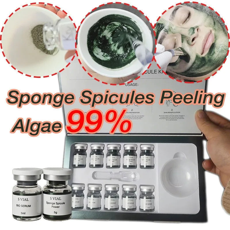 Sponge Spicule Bio-Microneedle Facial Kit, Natural Exfoliating and Anti-Aging Home Micro Needling Tool for Wrinkles and Pores