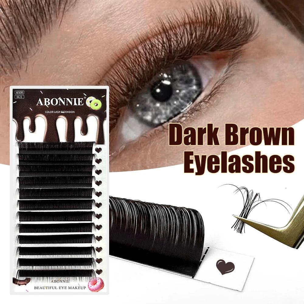ABONNIE 0.03 0.05 0.07 Chocolate Dark Brown Eyelash Extensions C CC D M L Curl Individual Classic Eyelashes Soft Mink Lash