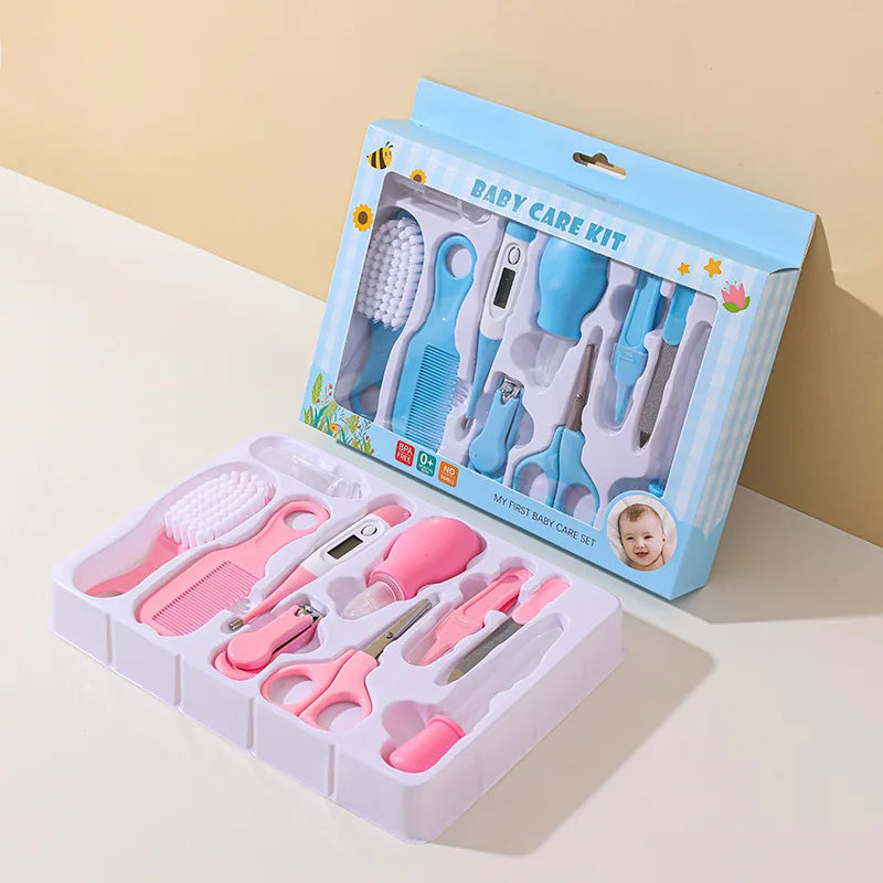 10pcs Set Baby Health Care Kit Kids Hair Nail Health Care Grooming Brush Thermometer Clipper Teether Toothbrush Baby Essentials