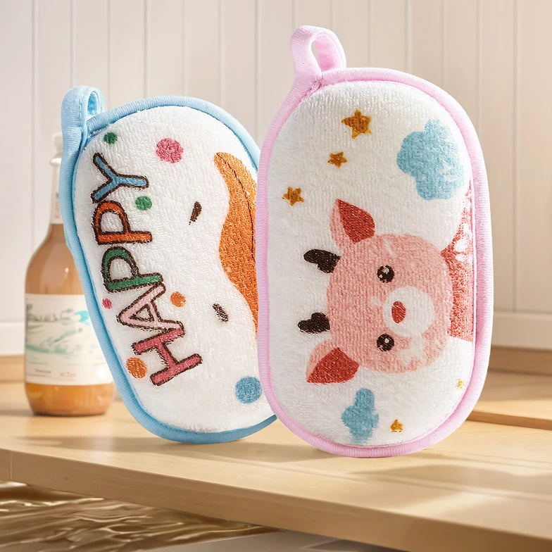 2pcs/1pc Baby Bath Sponge, Cartoon Animal Sponge for Bathing, Ultra Soft & Absorbent, Natural and Safe for Sensitive Skin