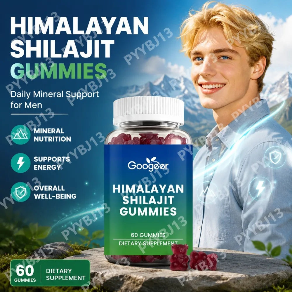 Googeer Shilajit Gummies for Daily Vitality & Overall Wellness Support, Convenient Daily Dietary Supplement Formula, 60 Gummies