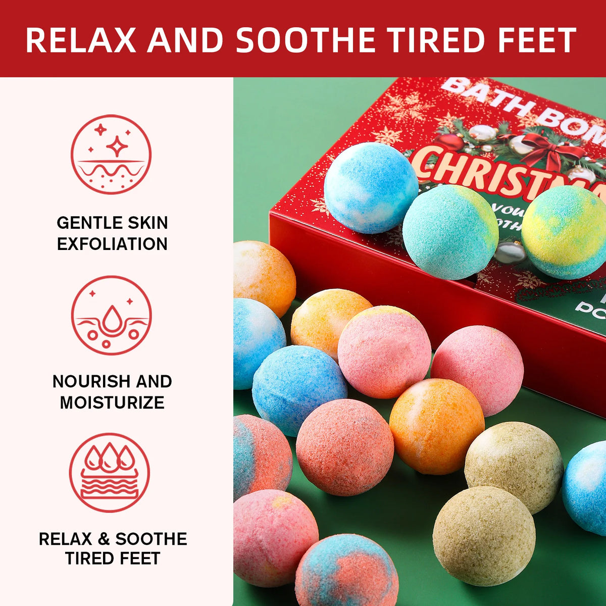 12 Pcs Bath Bomb Set - Sea Salt Softening & Keratin Exfoliation, Removes Dead Skin for Foot Spa, Relaxing Gift Box for All.