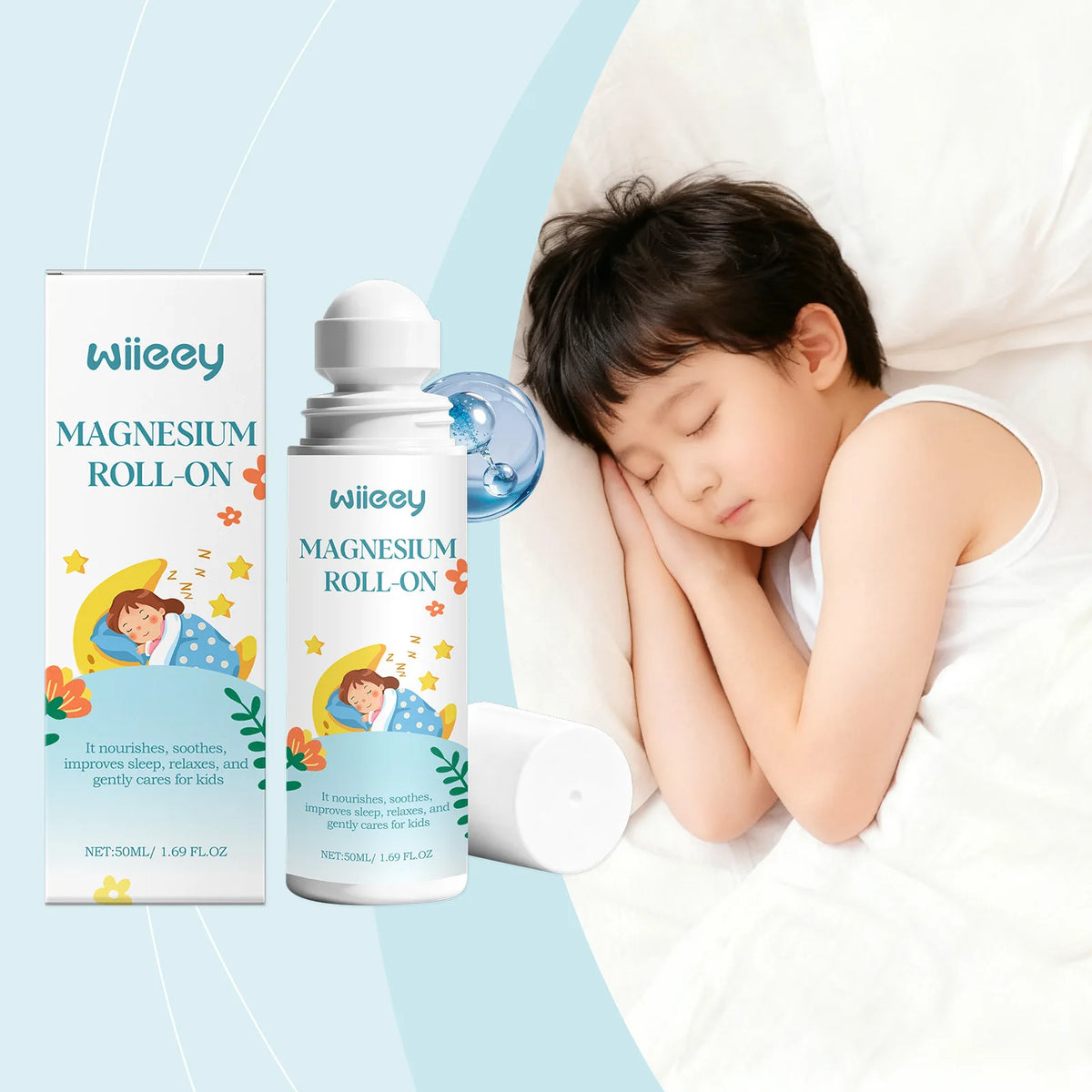 Magnesium Roll on Kids Calming Relieve Anxiety Improve Mood Nervous Sleep Quality Support Body Relaxing Moisturizing Health Care