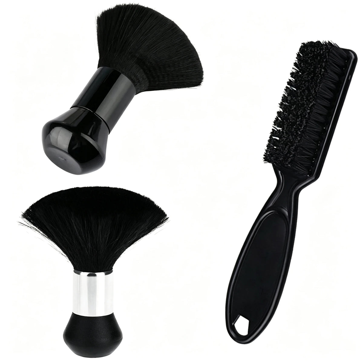 Hairdressing Soft Brush Black Hairdressing Sweeping Neck Hair Cleaning Duster Hair Cutting Ring Beard Brush Styling Comb Set