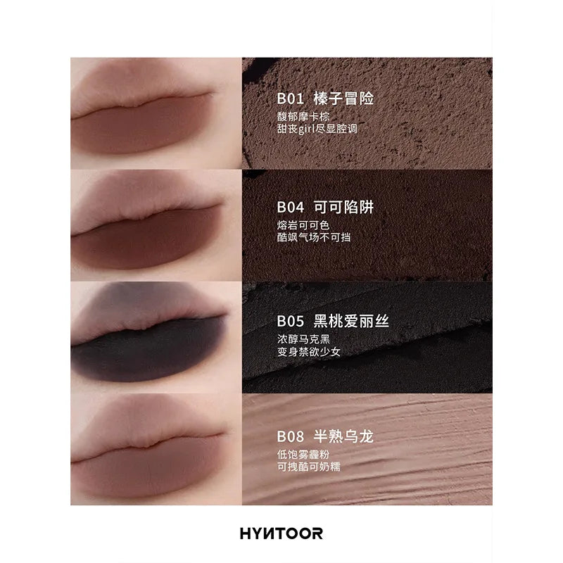 HYNTOOR Gothic Lip Gloss Pure Black Silver Matte Moisture Mirror Finish Low Saturation Long-Lasting Halloween Makeup