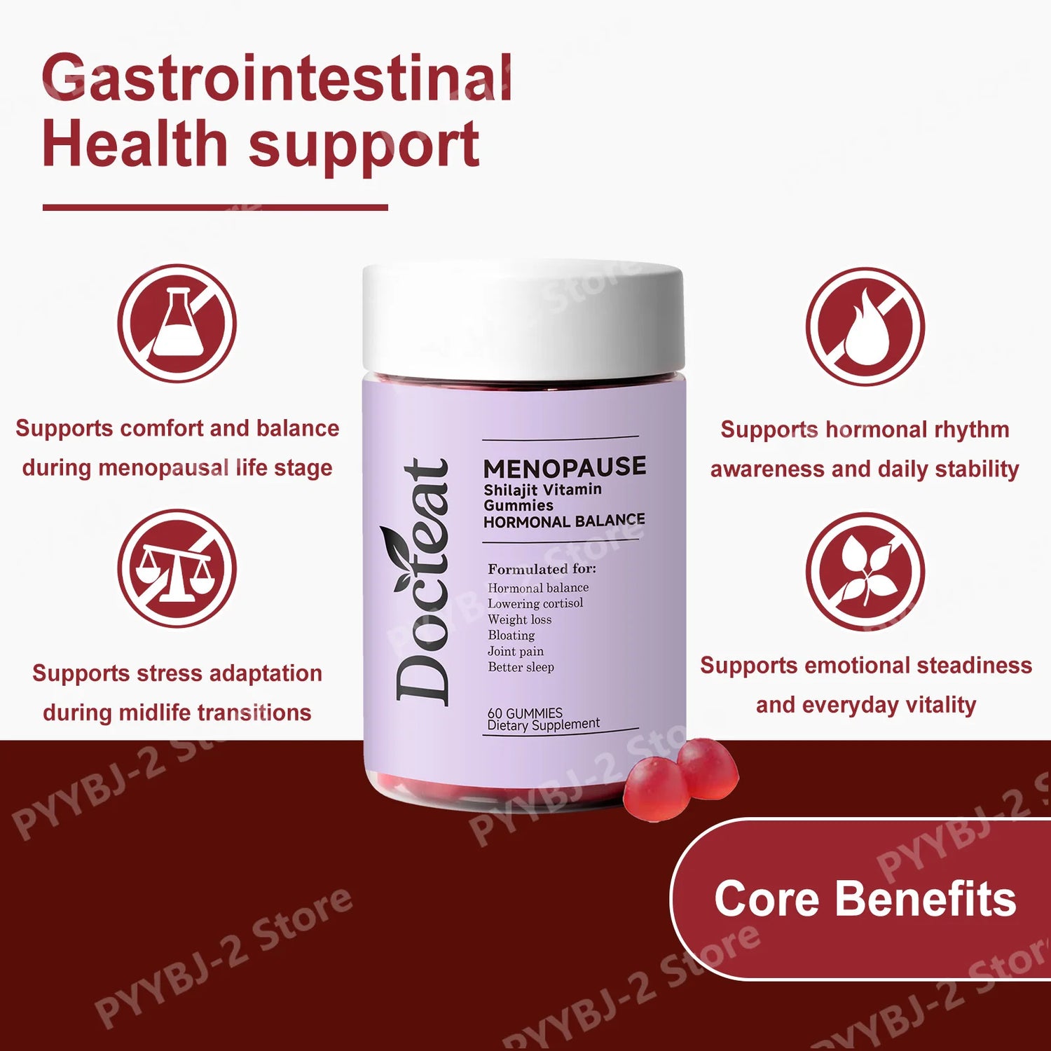 Menopause Wellness Gummies with Black Cohosh Ashwagandha Chaste Berry Vitamin B6 D Women Hormonal Balance Support