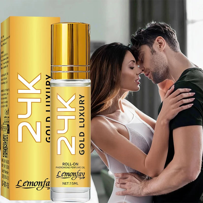 Lemonfay 24K Gold Luxury Pheromone Perfume Oil - 15ml Roll-On, Long-Lasting Portable Fragrance for Men & Women