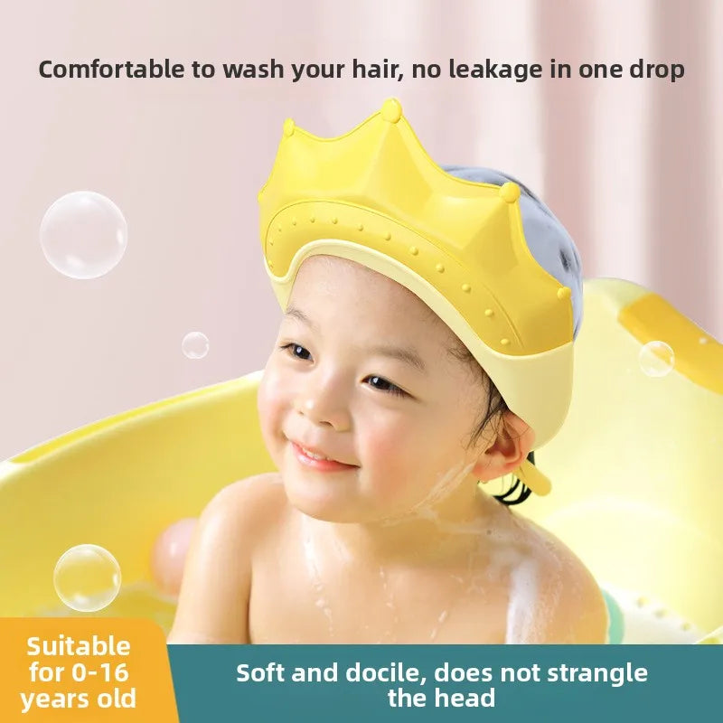 Kids Waterproof Shower Cap Baby Bathing Hat for Hair Wash No Splash Ear Cover Soft Comfortable Design