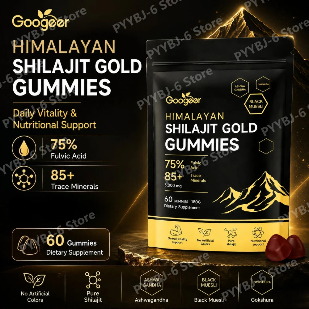 Himalayan Shilajit Gold 60 Gummies Minerals Formula Supports Energy Boost & Body Vitality Natural Nutritional Dietary Supplement