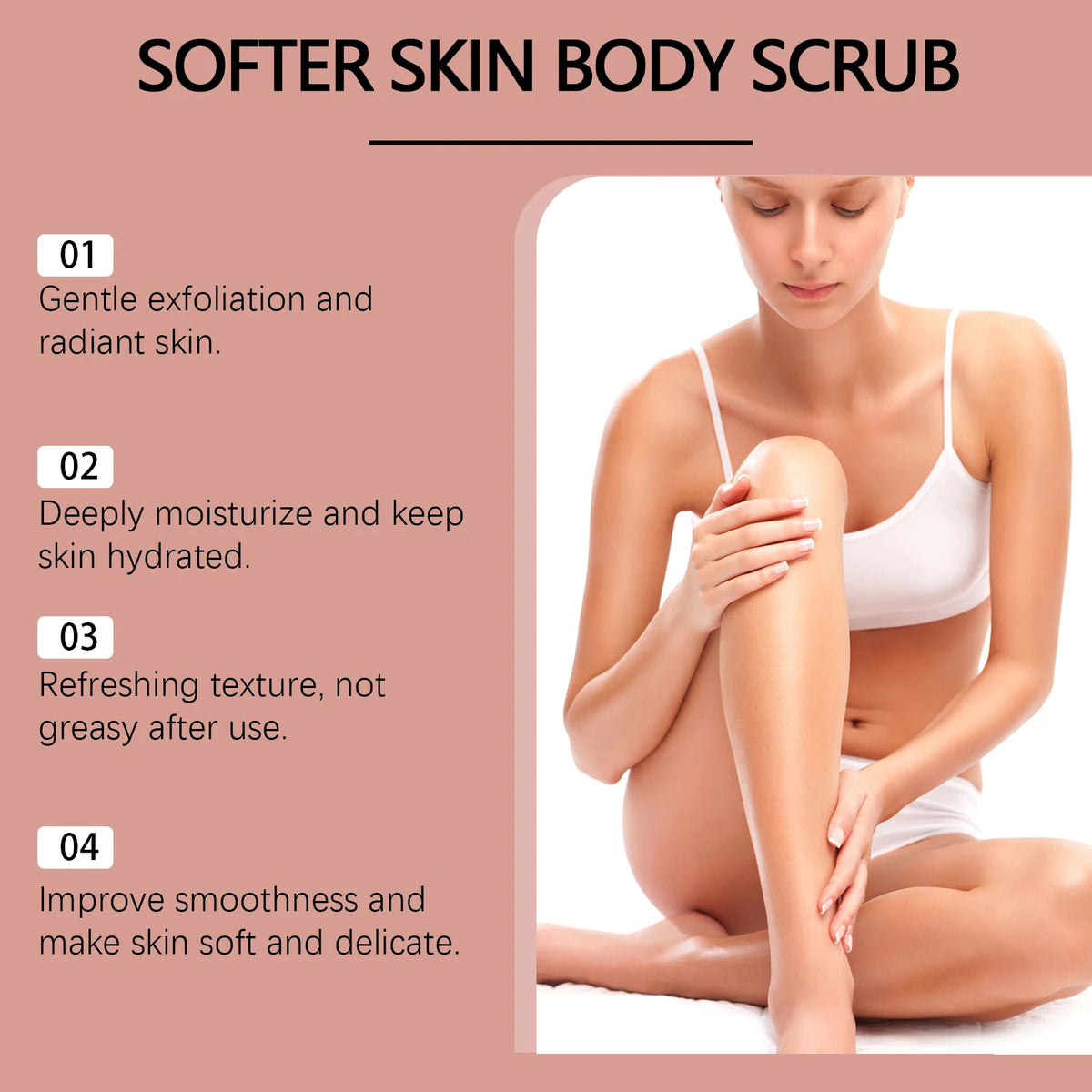 Honey Peach Softer Skin Body Scrub Gentle Exfoliating Cleanser Brightening Deep Cleaning Moisturizing Shiny Smooth Body Scrub