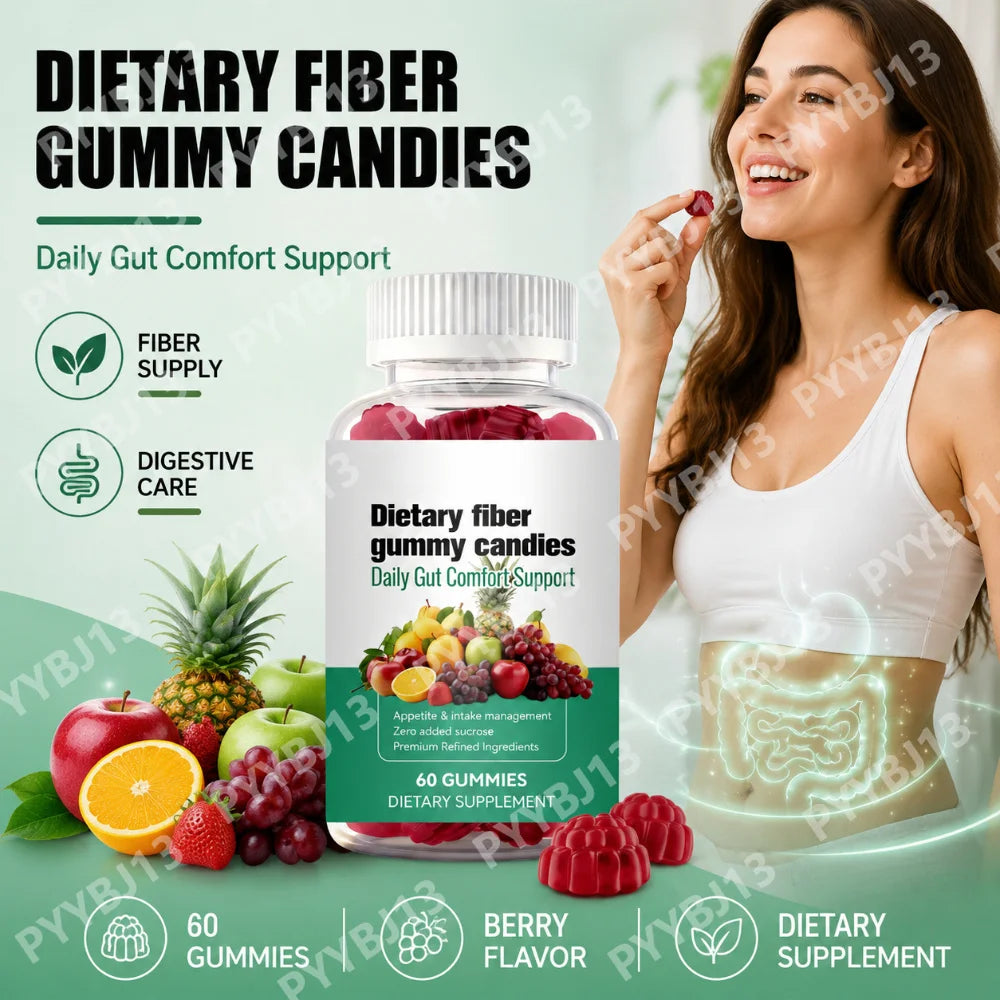 Chicory Root Fiber Gummies 60 Count, Fruit Flavor with Vitamins and Zinc for Daily Digestive Nutrition and Wellness Support