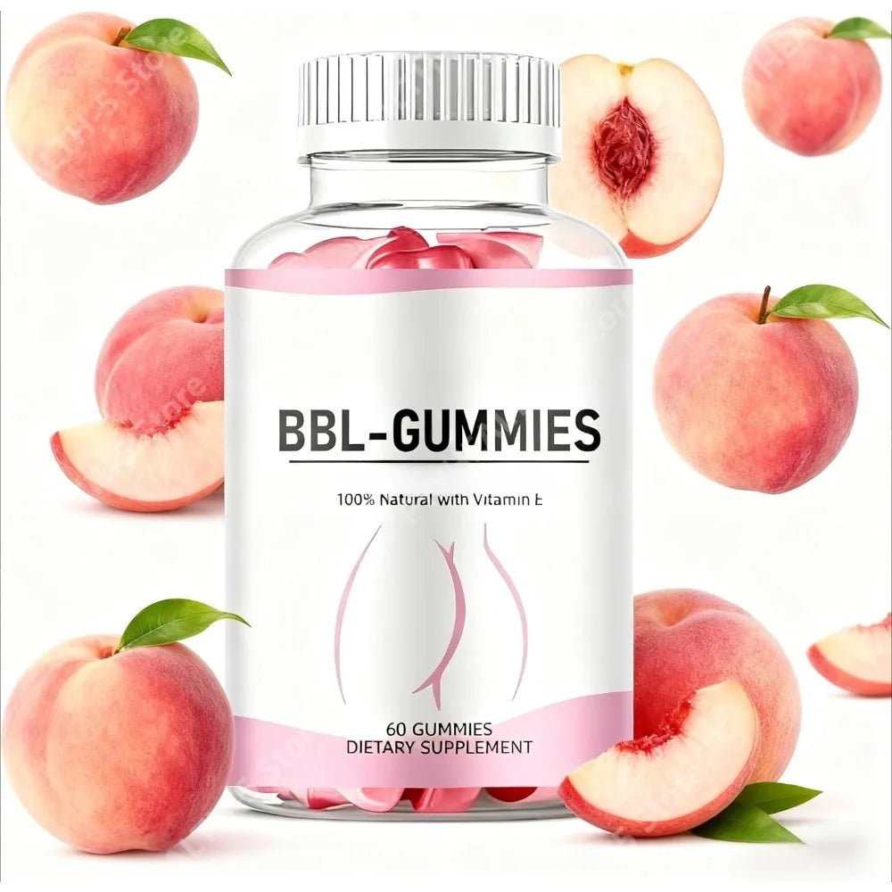 Booty Gummies for Women with Vitamin E, Saw Palmetto Vegan Sugar-Free Peach Flavor 60 Gummies