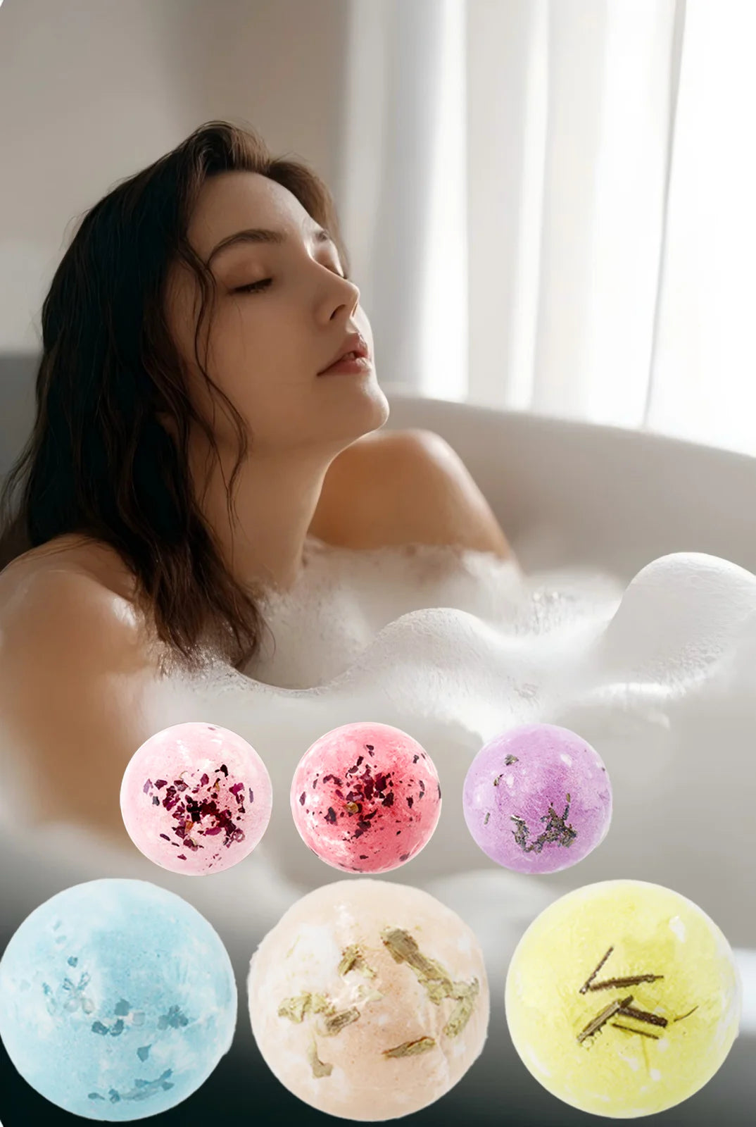 6Pcs Bath Set, Lavender Epsom Salt for Muscle Relaxation, Gift for Women, Self Care Spa Day