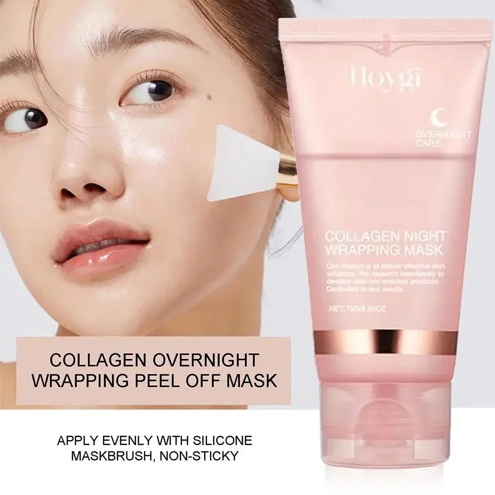 Korean Collagen Overnight Wrapping Peel Off Facial Mask, Collagen Night Wrapping Mask Deeply Hydrates Night Care Mask Cream 75ml