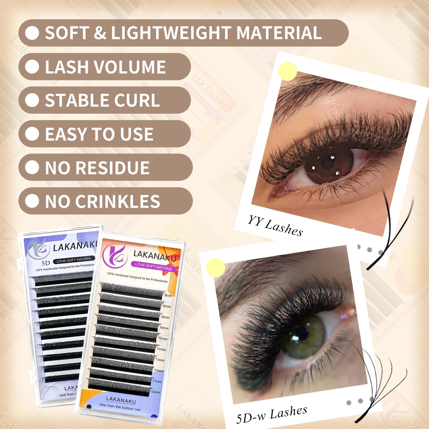 LAKANAKU YY/3D/4D/5D/6D/7D W Clover Eyelashes Extension Cilios Extensiones De Pestañas Premade Fans Eyelash Extensions Volume
