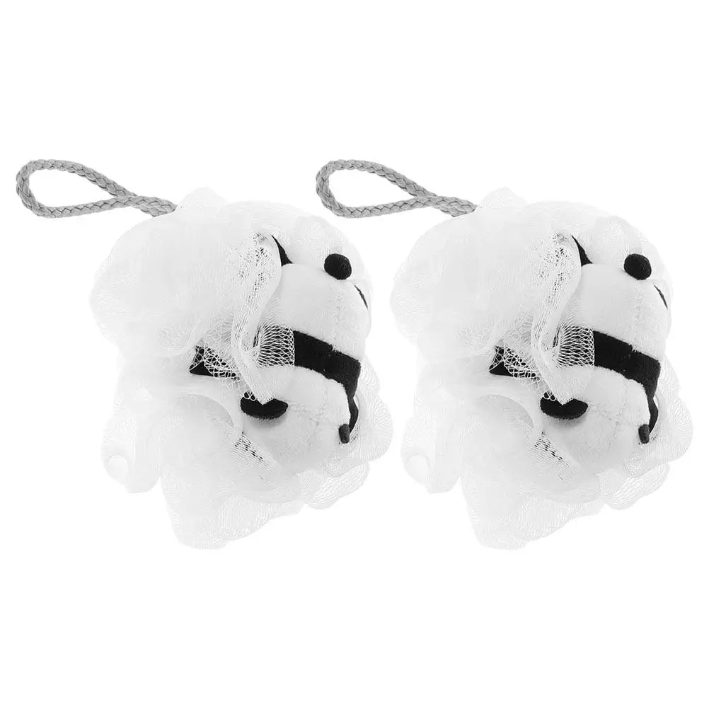 2Pcs Panda Bath Loofah Soft Mesh Sponge Gentle Exfoliating Shower Scrubber Toddler Infant Skin Care Sponge