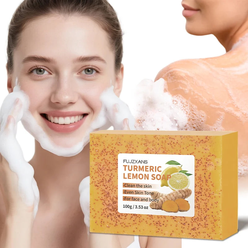 Lemon Turmeric Kojic Acid Soap 100g Brightening Skin Care Natural Whitening Beauty Bar for Facial Cleaning And Body Hygiene