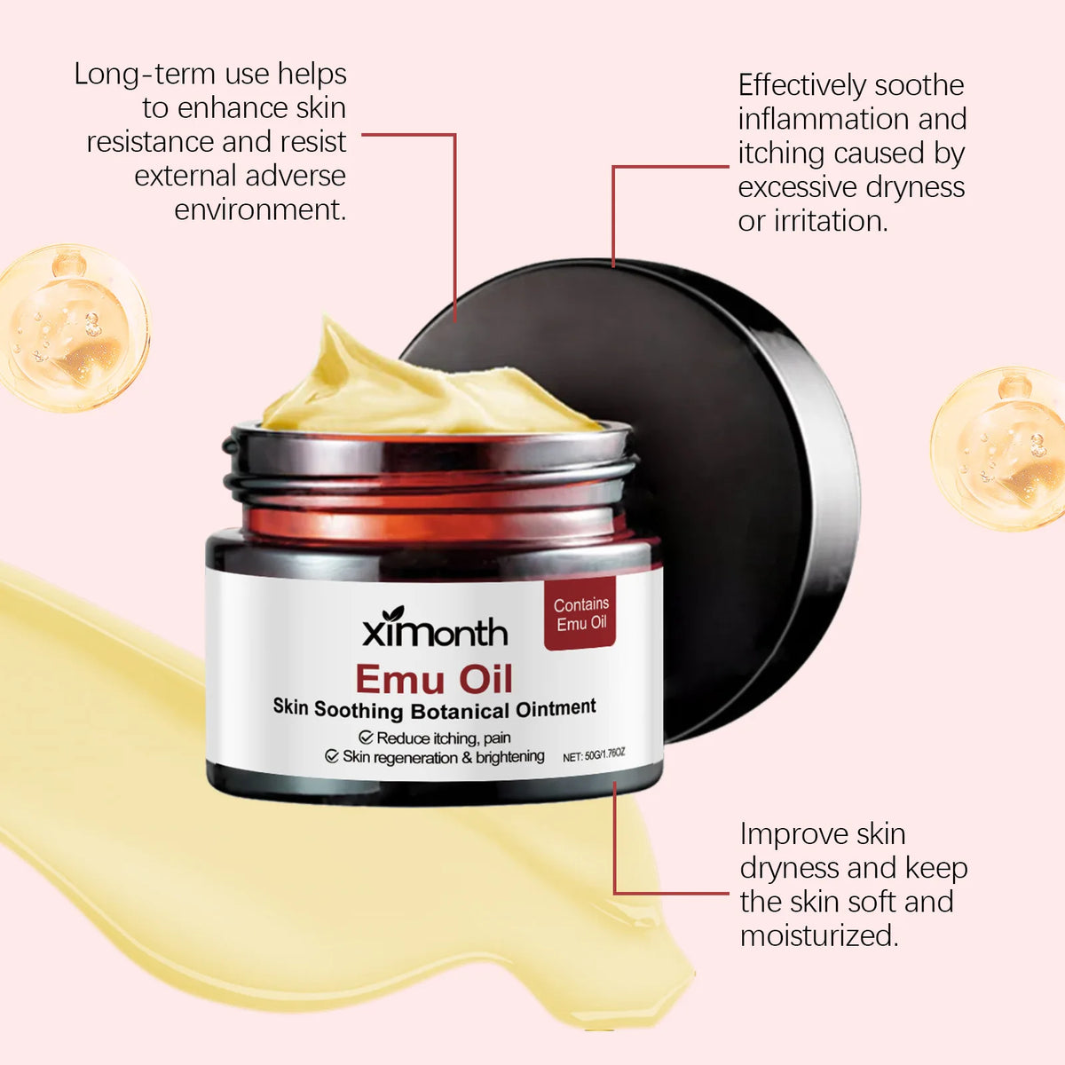 Ximonth Emu Oil Skin Cream Repair Rough Body Skin Nourish Enhance Skin Barrier Moisturize Gentle Effective Body Skin Care Creams