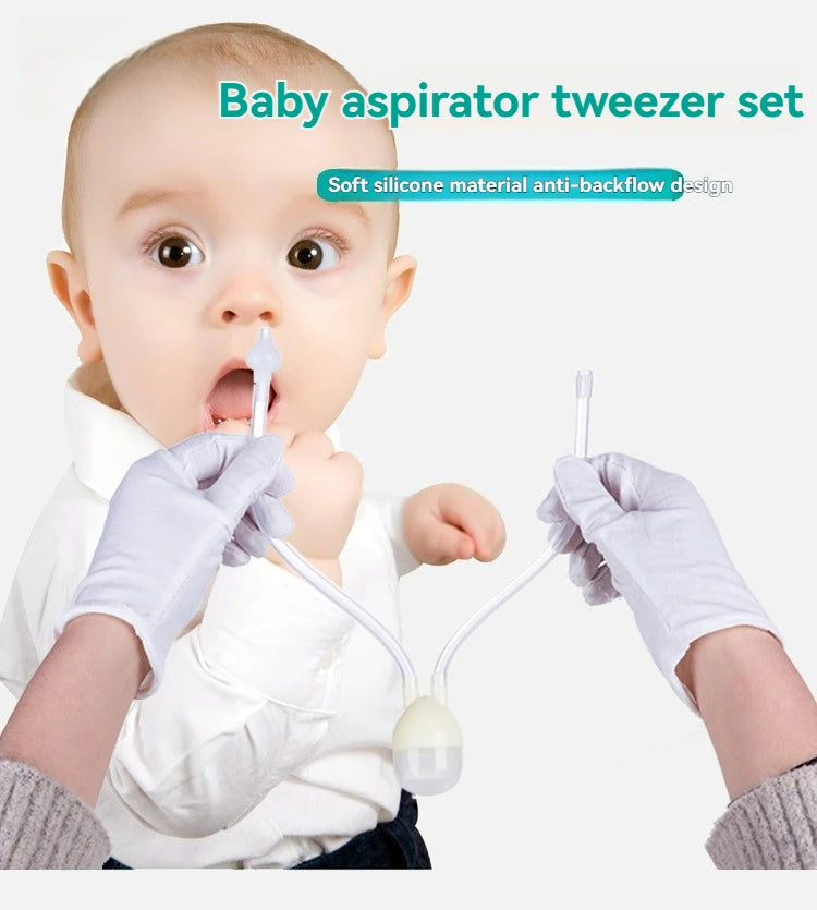 Baby Mouth Suction Nasal Aspirator Tweezers Set, Anti-Reflux Nasal Congestion Care Products Set