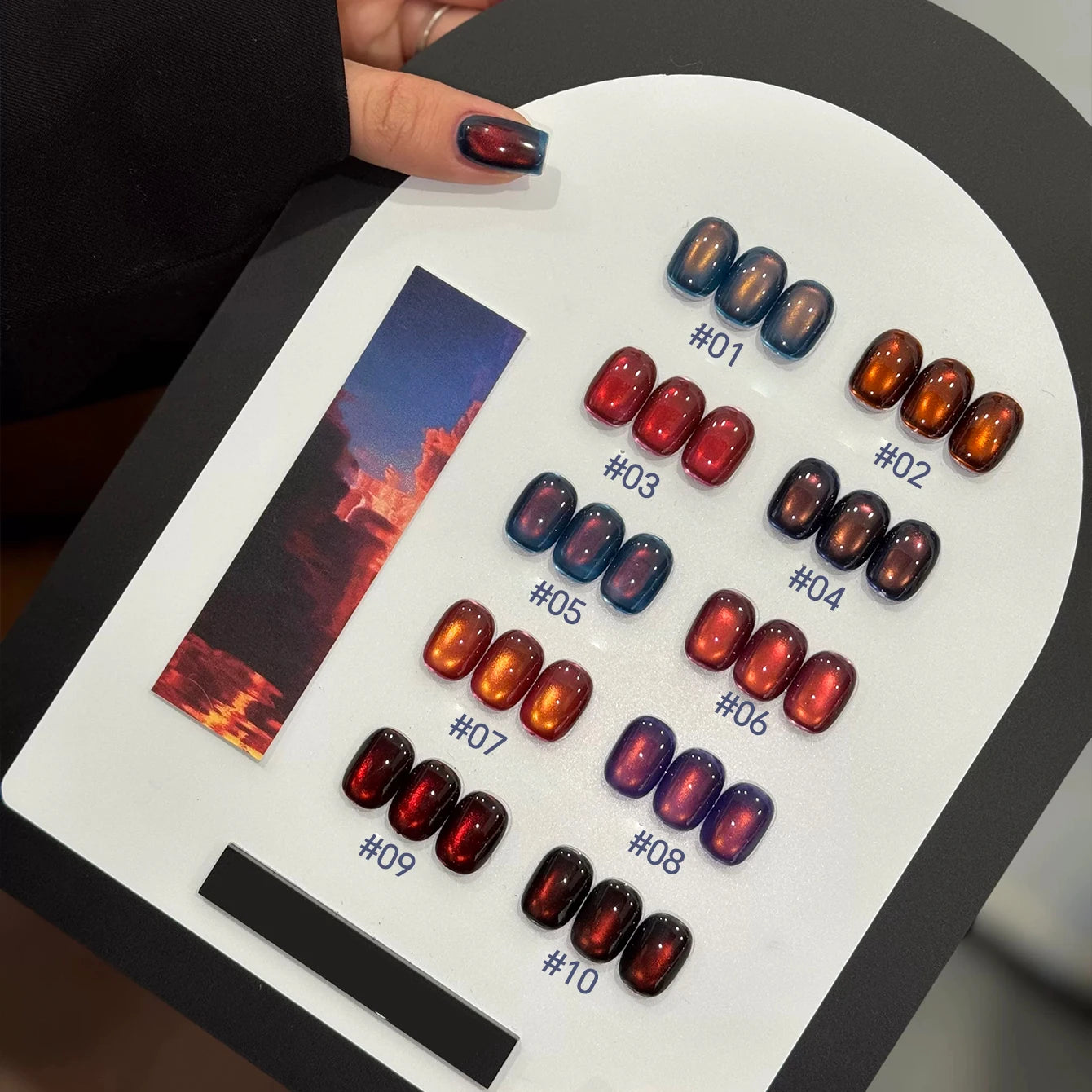 MIANEL 10ml Summer Nails Sea Sunset Golden Light Cat Eye Gel Nail Polish Satin Glass Beads Nail Polish Black Nails 1-10pcs