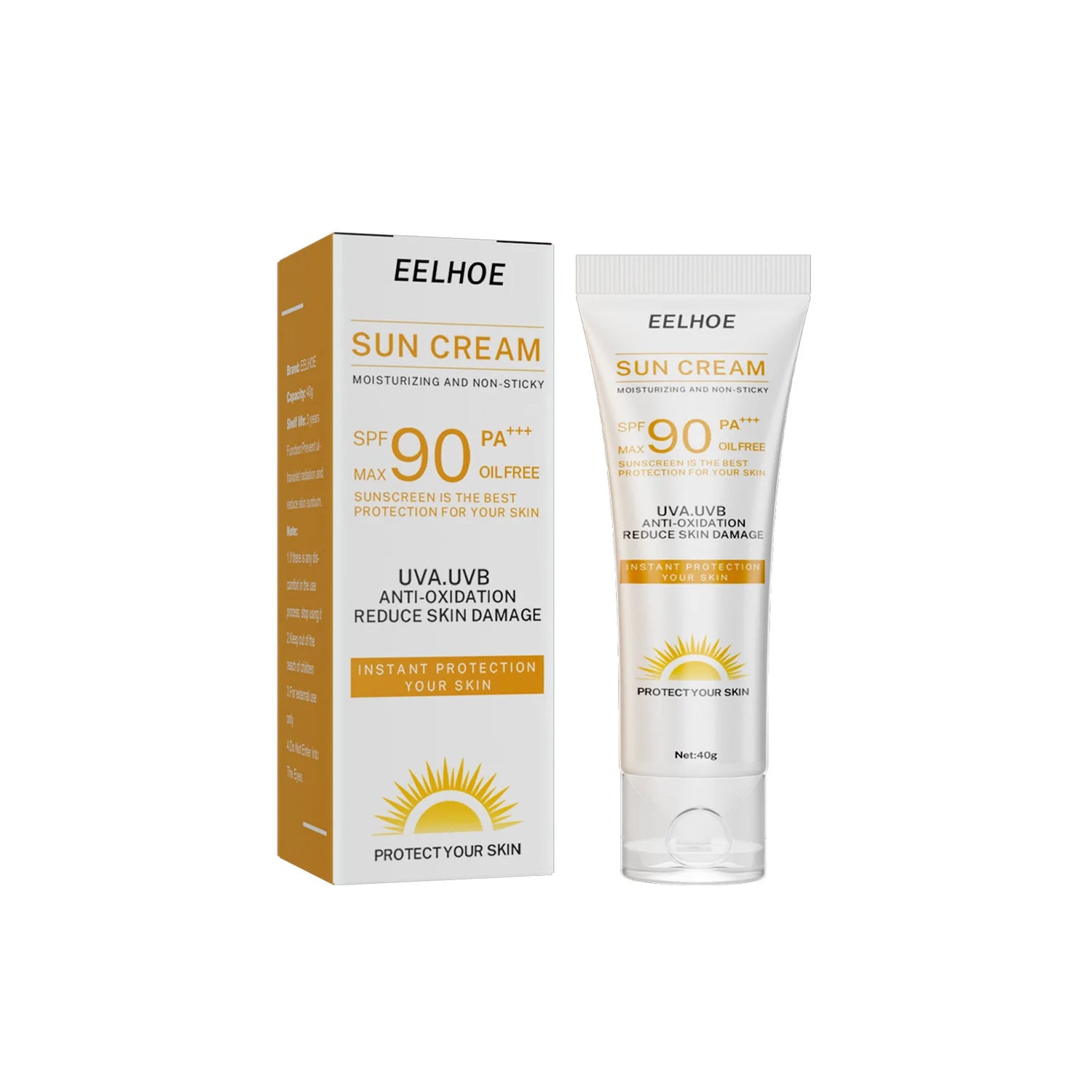 EELHOE SPF 90 Sunscreen Cream | Whitening & Moisturizing Sunblock for Face & Body | Oil-Control & Waterproof Skin Protection 40g
