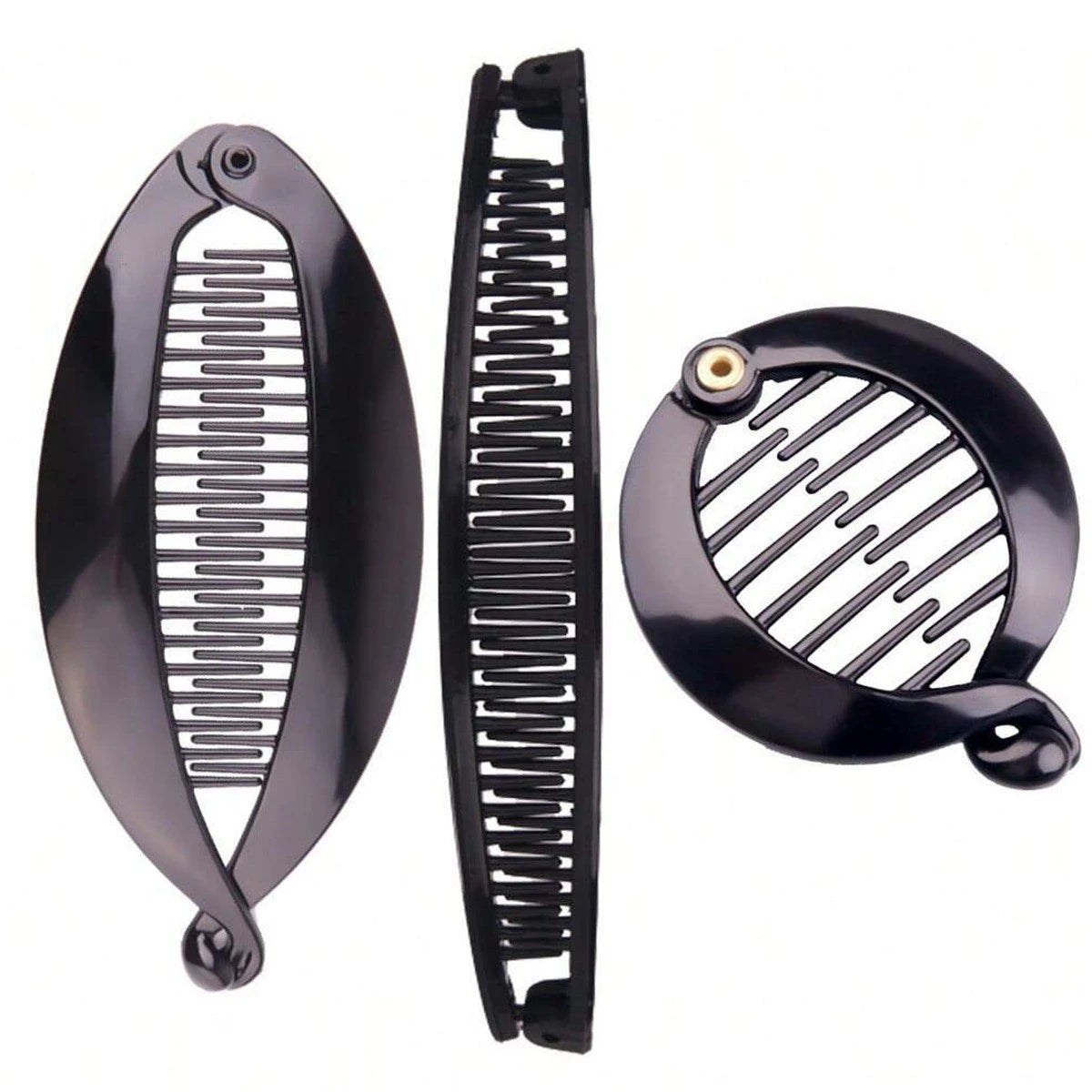 3Pcs/Set Fish Shape Hair Claws Clips Ponytail Holder for Women Girls Banana Clips Crabs Black Hair Styling Accessories
