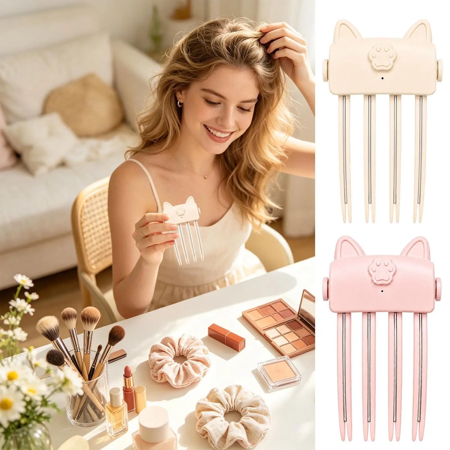 Wireless Heating Root Volumizing Clips Adjustable Anti-Scald High Crown Fluffy Hair Styling Tool High Cranial Top Hair Clips