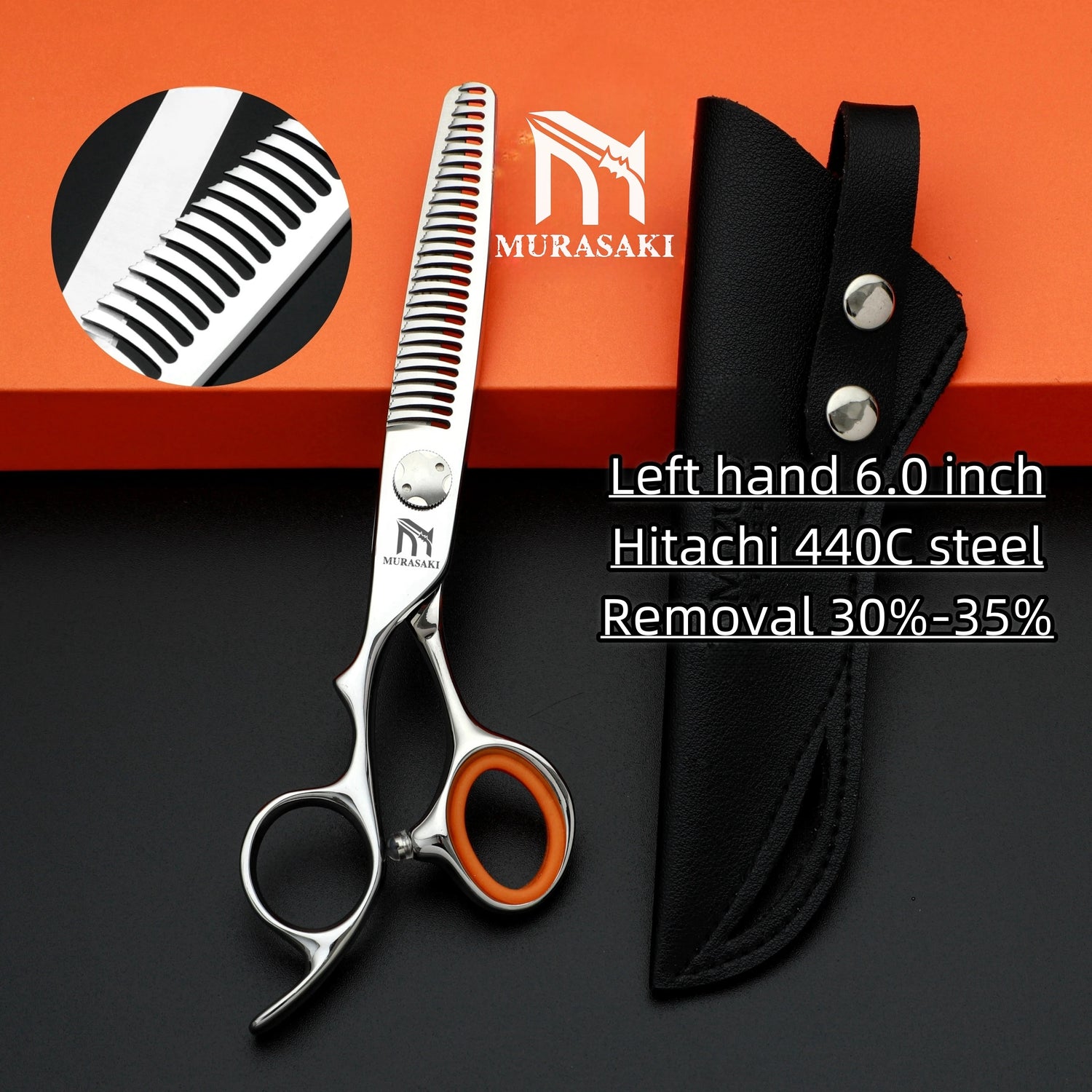 Professional Left Hand Barber Scissors，Set of 6-6.5-6.8 Inches Hairdressing Scissors，Hitachi 440C Steel Barbershop Accessories