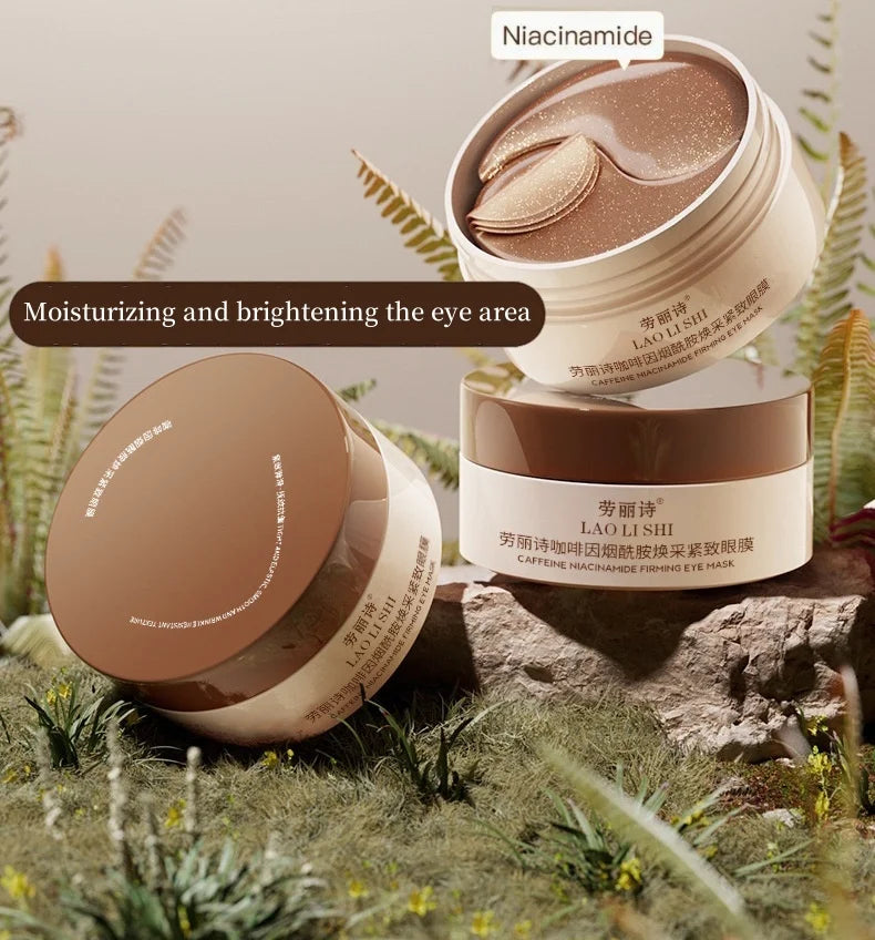 A Box of 60 Caffeine and Niacinamide Revitalizing and Firming Eye Masks, One Mask Can Be Used for the Entire Face, Releasing Eye Strain at Any Time, Moisturizing, Firming, Alcohol-Free, Suitable for All Skin Types, Unisex