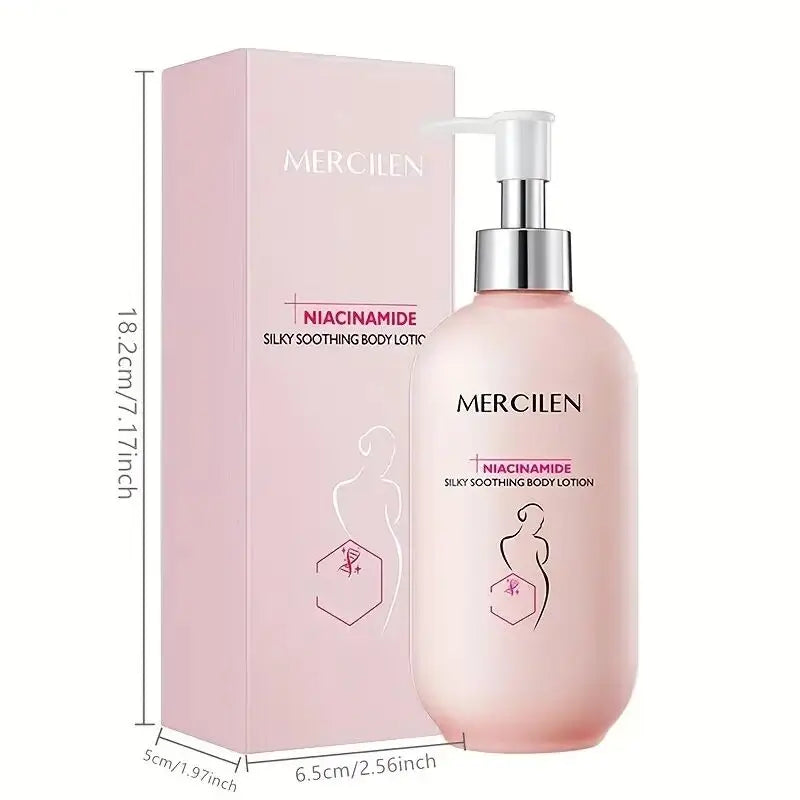 Mercilen Niacinamide Silky Smooth Body Lotion 250g, Moisturizing and Hydrating for Autumn and Winter, Soothes Dry Skin, Improves Skin Radiance, Contains Vaseline, Niacinamide, and Hyaluronic Acid, Suitable for All Skin Types