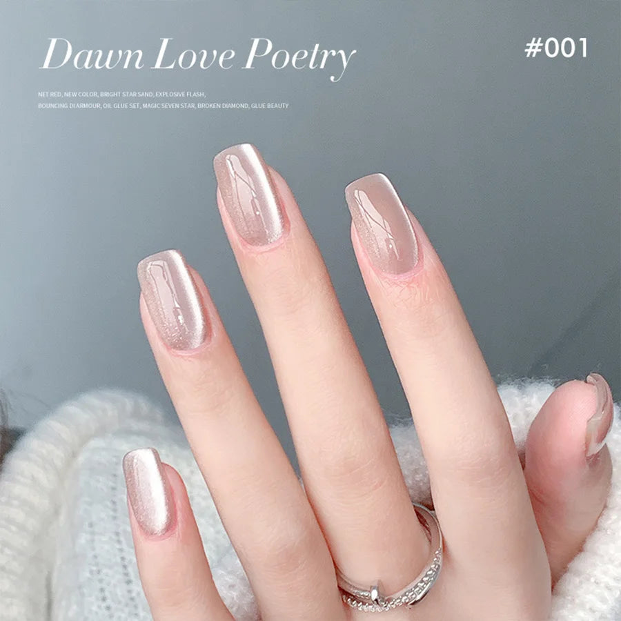 1pc/6pc Moonlight Cat eye Magnetic Gel Nail Polish Set 10ml Sparkle White Silver Water-light Soak Off UV Gel Nail Art Manicure