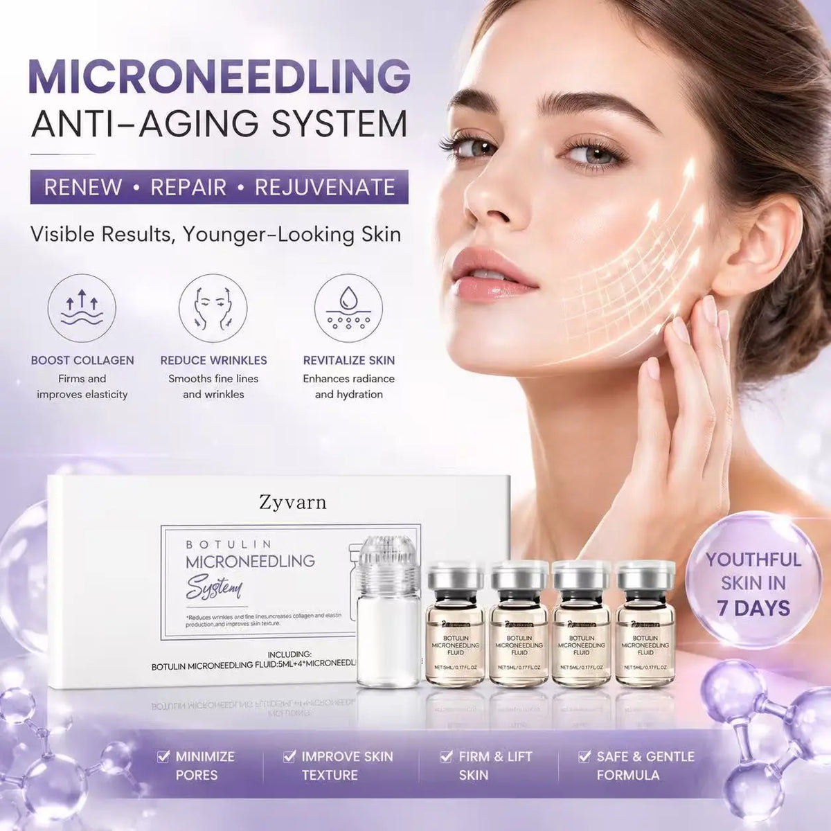 New generation microcrystalline anti-aging essence skin regeneration kit of Korean beauty laboratory 4 * 5ML with 0.2mm micro ne