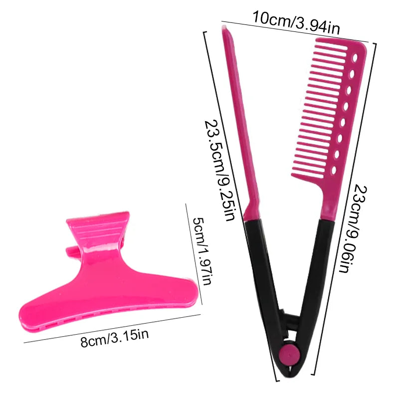 13PCS Hair Styling Kit V-shape Hair Straightening Comb with Sectioning Clips Professional Hairdressing Tools Accessories Salon