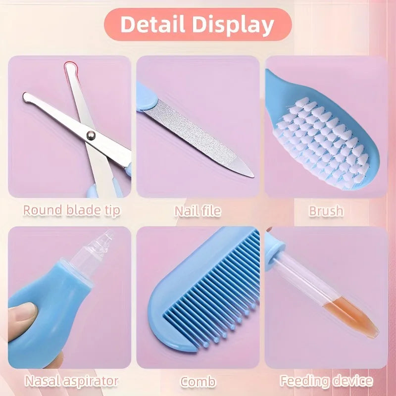 Mother and Baby Set, Children's Nail Clippers, Medicine Feeders, 20 Piece Set, Comb Brush, EVA Bag Care Set