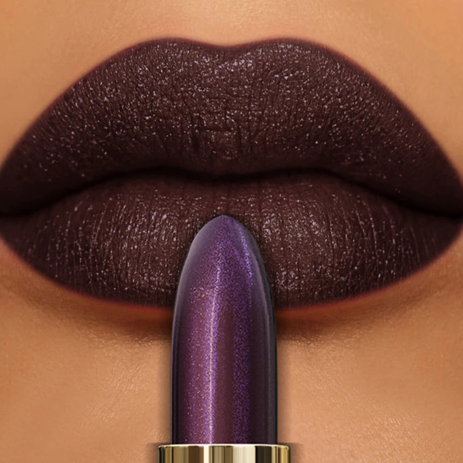 1pc Sexy Glitter Shiny Red Lipstick Pearlescent Lip Tint, Long Lasting Lip Senior Matte Lip Makeup Gifts for Women Metallic Lip