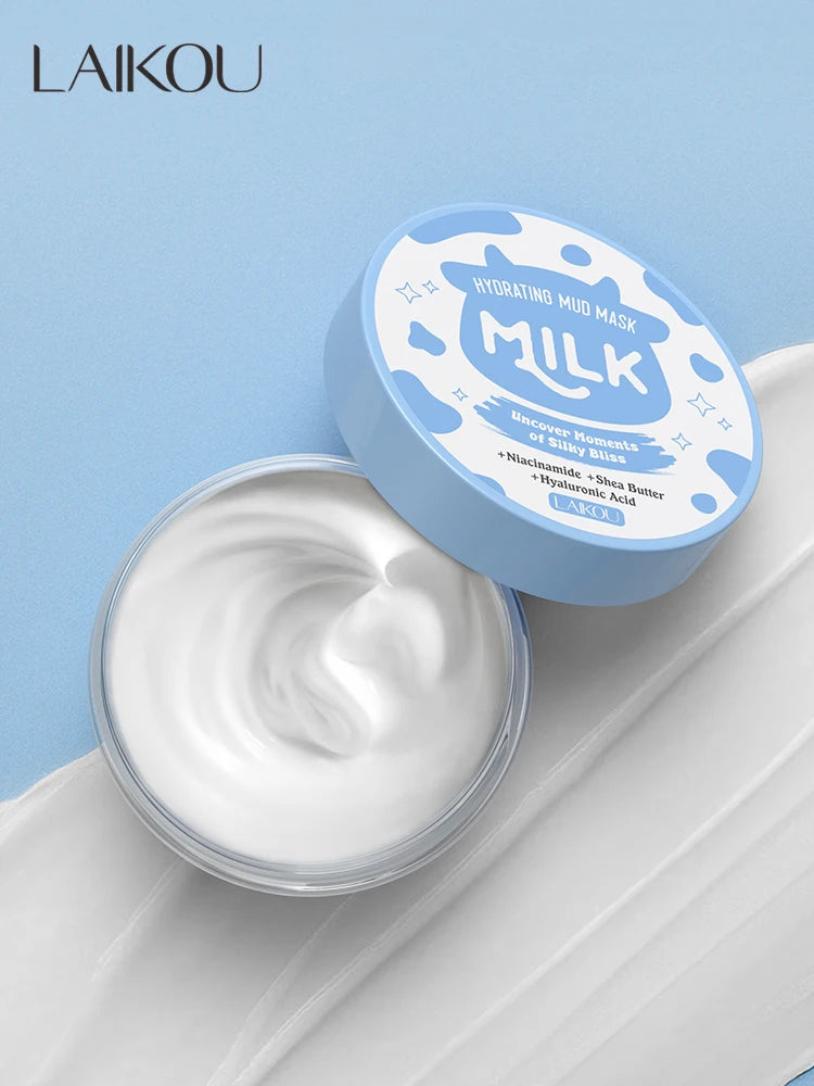 LAIKOU Milk Hydrating Mud Mask 90g Kaolin Sea Mud Gentle Cleansing Smoothing Brightening Face Clay Mask