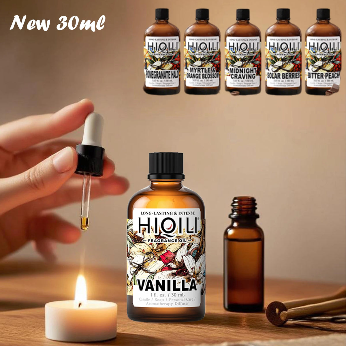 HIQILI New 30ml Fragrance Oil, 18 Fragrance Types To Choose From, DIY Candle, Humidifier for Fragrance Diffusion, Indoor Fragran