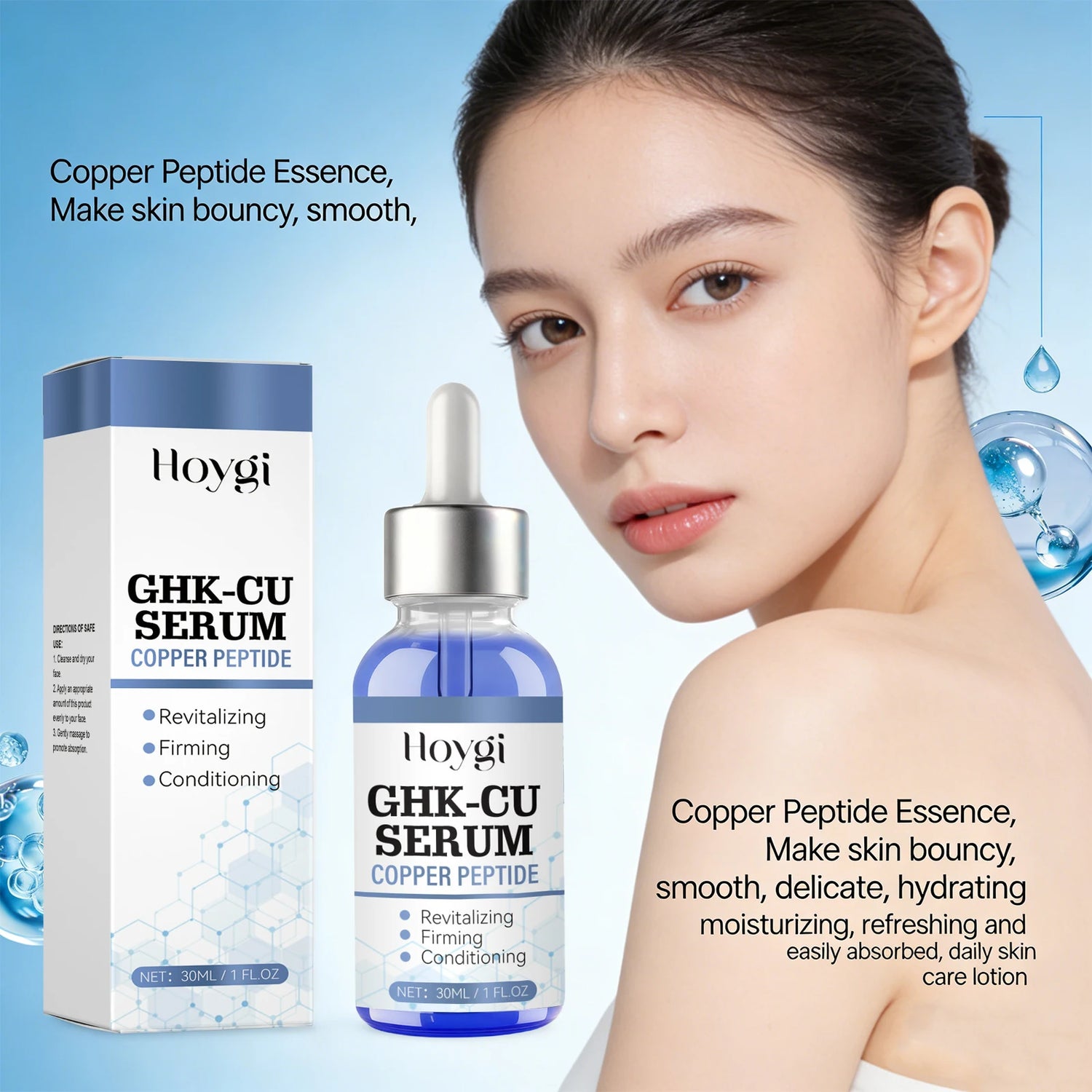 Copper Peptide Facial Serum Anti Wrinkle Remover Antioxidant Skin Rejuvenating Barrier Repair Brighten Skin Tone Skin Cosmetics
