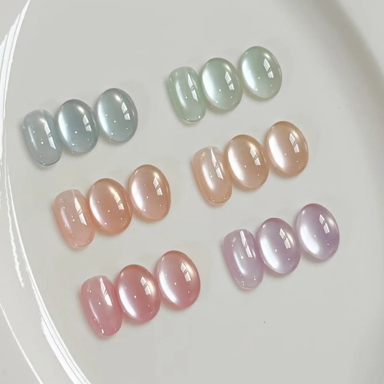 1-9pcs PSK Ice Transparent Pink Green Blue Cat Eye Gel Nail Polish 2026 Blinking Clear Crystal Dew Glass Beads Cat Eye Nail Art