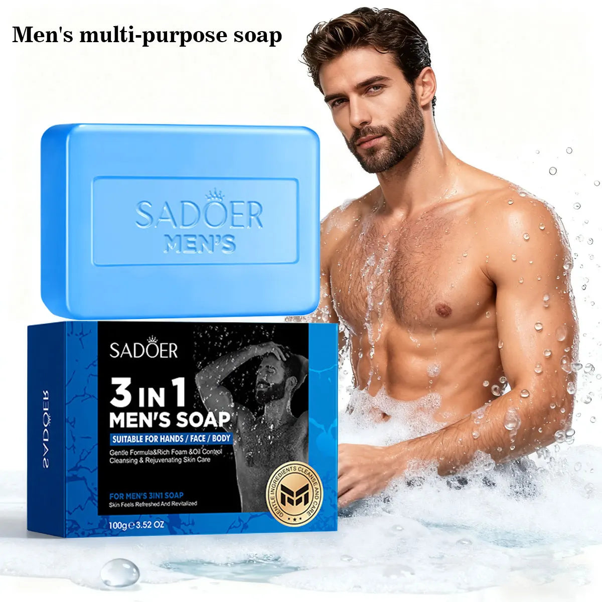 Men'S Three In One Bath Perfume Soap Witch Hazel Aloe Moisturizing Oil Control Vegetable Essential Oil Soap Facial Cleanser Hand
